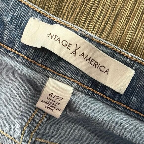 Vintage X American Weekend Crop Jeans Mid Rise Denim Light Wash Blue Size 4/27 - Picture 7 of 12